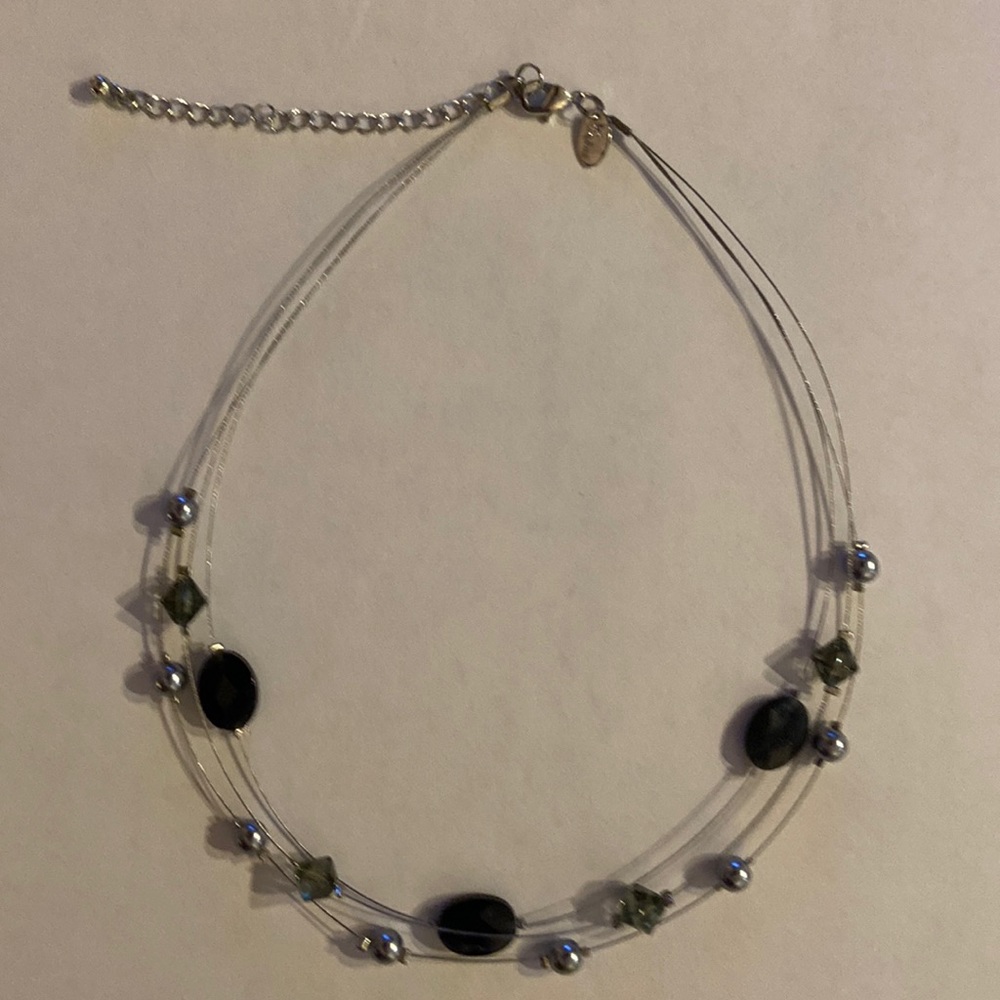 Black and Silver Beaded Necklace Lia Sophia